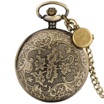 Orologio da taschino scheletrato al quarzo con catena