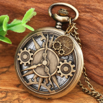Orologio da taschino scheletrato al quarzo con catena