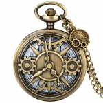Orologio da taschino scheletrato al quarzo con catena