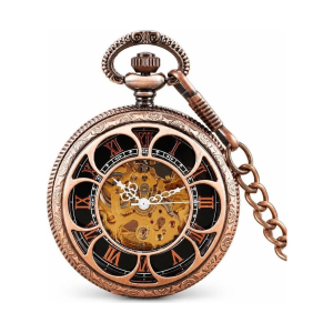 Orologio da taschino scheletrato automatico con catena