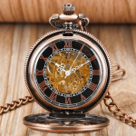 Orologio da taschino scheletrato automatico con catena