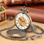 Orologio da taschino scheletrato color bronzo