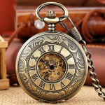 Orologio da taschino scheletrato color bronzo