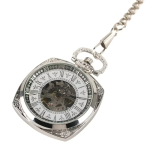 Orologio da taschino scheletrato con cassa quadrata