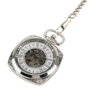 Orologio da taschino scheletrato con cassa quadrata