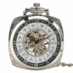 Orologio da taschino scheletrato con cassa quadrata