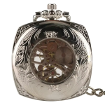 Orologio da taschino scheletrato con cassa quadrata