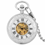 Orologio da taschino scheletrato con catena da circa 30 cm