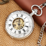 Orologio da taschino scheletrato con catena da circa 30 cm