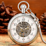 Orologio da taschino scheletrato con numeri arabi