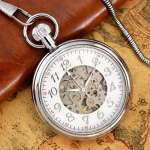 Orologio da taschino scheletrato con numeri arabi