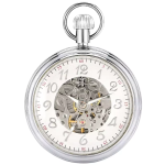 Orologio da taschino scheletrato con numeri arabi — Argentato