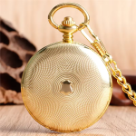 Orologio da taschino scheletrato dorato con catena