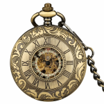 Orologio da taschino scheletrato dorato con numeri romani