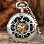Orologio da taschino scheletrato floreale meccanico