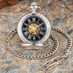 Orologio da taschino scheletrato floreale meccanico