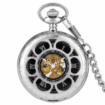 Orologio da taschino scheletrato floreale meccanico
