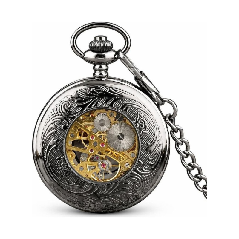 Orologio da taschino scheletrato meccanico a carica manuale