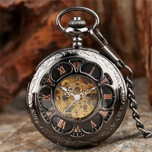 Orologio da taschino scheletrato meccanico a carica manuale