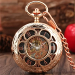 Orologio da taschino scheletrato meccanico con cassa incisa