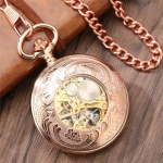 Orologio da taschino scheletrato meccanico con cassa incisa