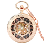 Orologio da taschino scheletrato meccanico con cassa incisa — Oro rosa