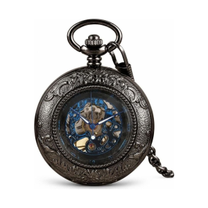 Orologio da taschino scheletrato meccanico con numeri romani