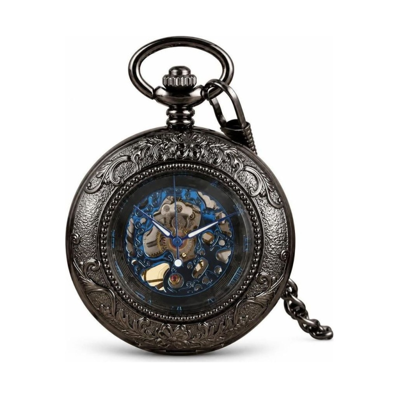 Orologio da taschino scheletrato meccanico con numeri romani