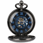 Orologio da taschino scheletrato meccanico con numeri romani
