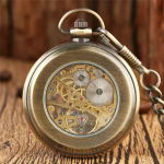 Orologio da taschino scheletrato meccanico, finitura bronzo