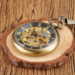 Orologio da taschino scheletrato meccanico, finitura bronzo