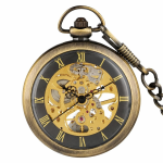 Orologio da taschino scheletrato meccanico, finitura bronzo