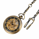 Orologio da taschino scheletrato meccanico, finitura bronzo