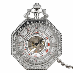 Orologio da taschino scheletrato meccanico ottagonale
