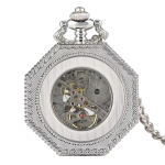 Orologio da taschino scheletrato meccanico ottagonale