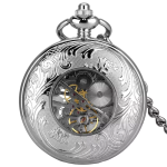 Orologio da taschino scheletrato nero con numeri romani