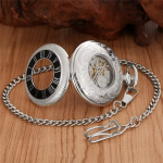 Orologio da taschino scheletrato nero con numeri romani