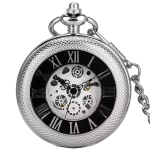 Orologio da taschino scheletrato nero con numeri romani