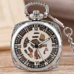 Orologio da taschino scheletrato quadrato a carica manuale