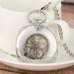 Orologio da taschino scheletrato quadrato a carica manuale