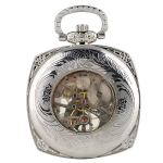 Orologio da taschino scheletrato quadrato a carica manuale