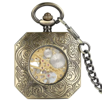 Orologio da taschino scheletrato quadrato meccanico