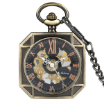 Orologio da taschino scheletrato quadrato meccanico — Bronzo