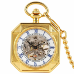 Orologio da taschino scheletrato quadrato meccanico — Dorato