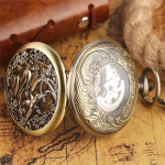 Orologio da taschino scheletrato vintage con uccelli
