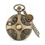 Orologio da taschino steampunk al quarzo con catena