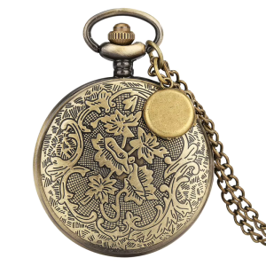 Orologio da taschino steampunk al quarzo con catena