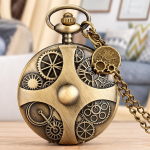 Orologio da taschino steampunk al quarzo con catena
