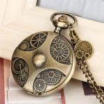 Orologio da taschino steampunk al quarzo con catena