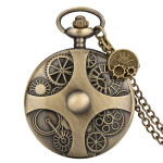 Orologio da taschino steampunk al quarzo con catena